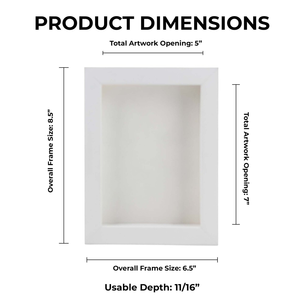 Classic White Wood Shadown Box Frame with Acrylic Front - White Suede Backing, 30 Sizes